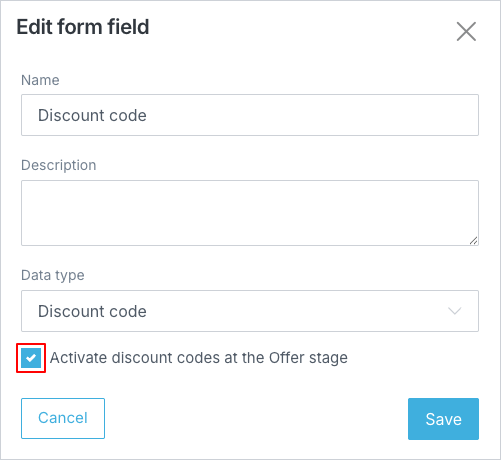 Adding a form field for a discount code