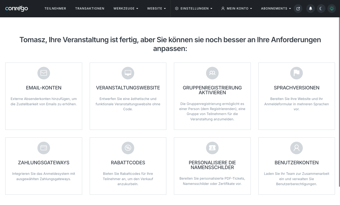 Benutzerhandbuch des Registrierungssystems