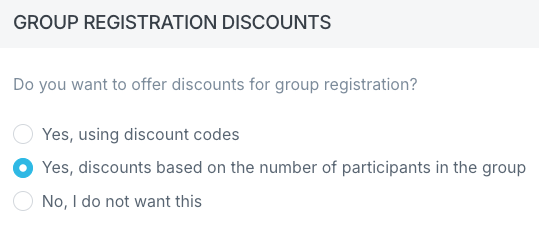 Discounts based on the number of participants in the group