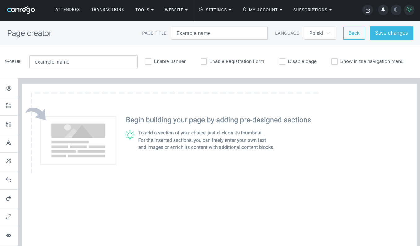 Visual website creator