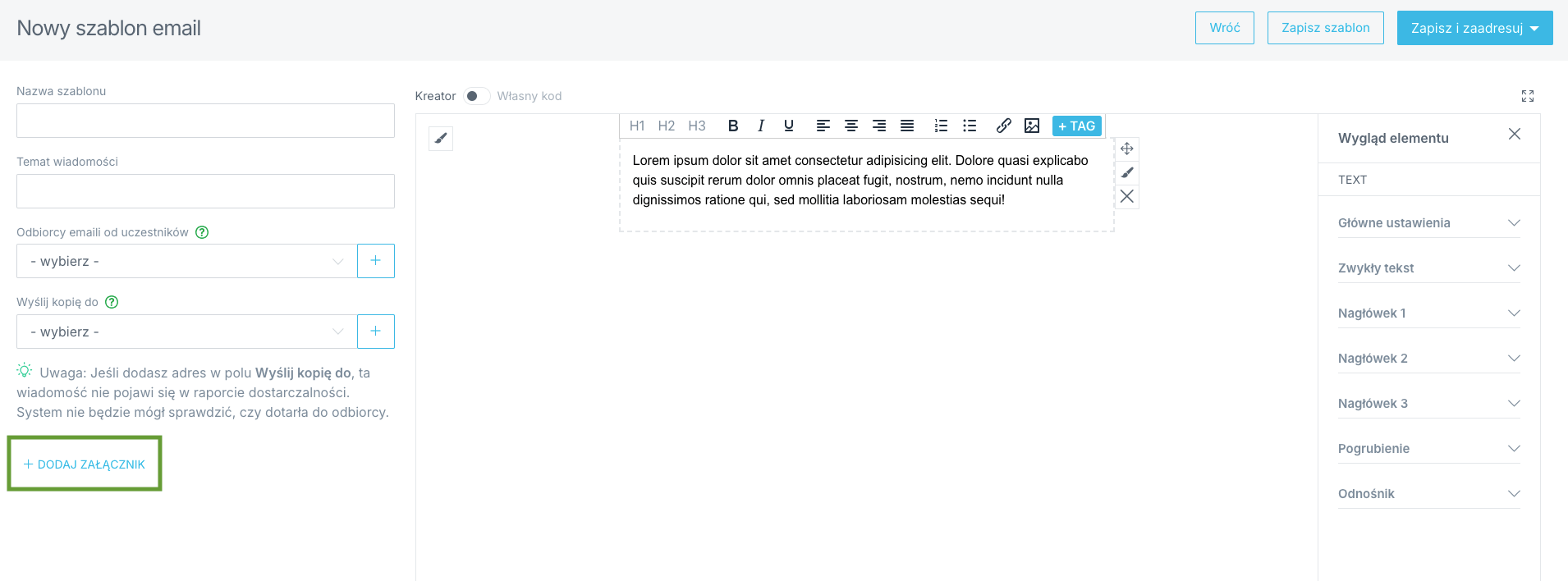 Dodawanie załącznika