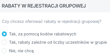 Kody rabatowe w rejestracji grupowej